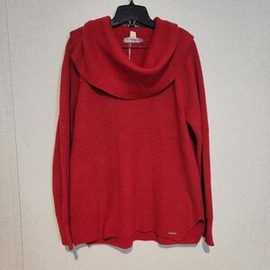 Michael Kors Knit Cowl Neck Crimson Long Sleeve Sweater Large New